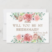 Paarse glitter zal je mijn Bridesmaïde uitnodiging (Voorkant)