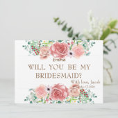 Paarse glitter zal je mijn Bridesmaïde uitnodiging (Staand voorkant)