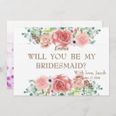 Paarse glitter zal je mijn Bridesmaïde uitnodiging (Voorkant / Achterkant)