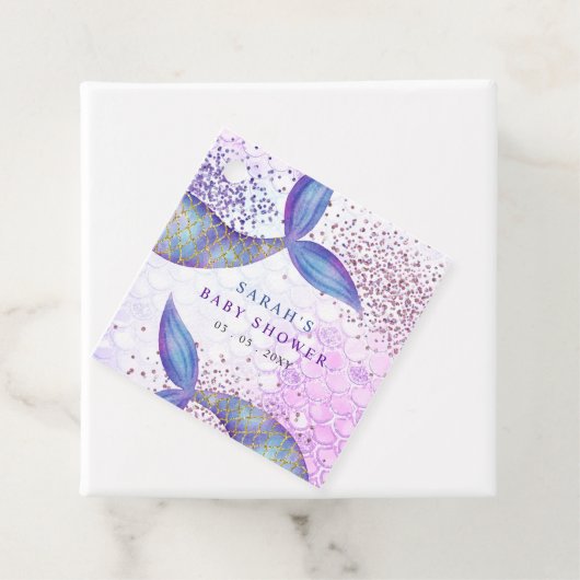 Paarse Glitter Zeemeermin Baby shower Bedankjes Labels (In situ)