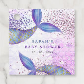 Paarse Glitter Zeemeermin Baby shower Bedankjes Labels (Voorkant)
