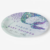 Paarse Glitter Zeemeermin Baby shower Papieren Bordje (Gekanteld)