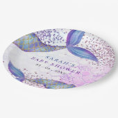 Paarse Glitter Zeemeermin Baby shower Papieren Bordje (Gekanteld)