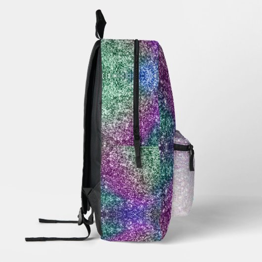 Paarse glitter zeemeermin naam bedrukte rugzak (Links)