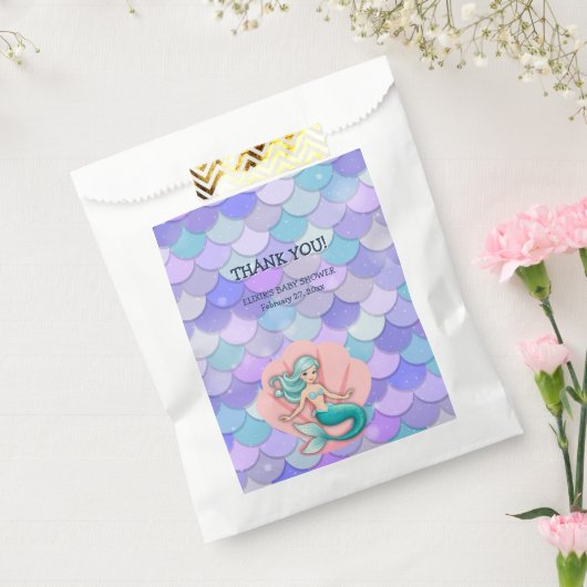 Paarse Glitter Zeemeermin Onder het Zeeen Baby sho Bedankzakje (Gezegeld)