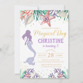 Paarse glitter-zeemeermin onder Zee van de geboort Kaart (Voorkant)