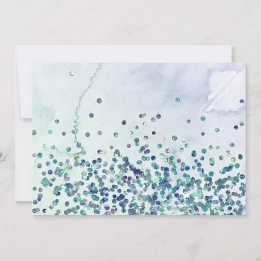 Paarse glitter zeemeermin staart Baby shower Bedankkaart (Achterkant)