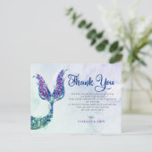 Paarse glitter zeemeermin staart Baby shower dank Briefkaart (Staand voorkant)