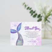 Paarse glitter zeemeermin staart Baby shower dank Briefkaart (Staand voorkant)