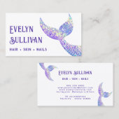 Paarse glitter zeemeermin staart visitekaartje (Voorkant / Achterkant)