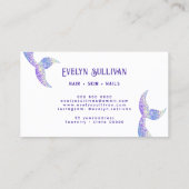 Paarse glitter zeemeermin staart visitekaartje (Achterkant)