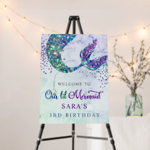 Paarse Glitter Zeemeermin Verjaardag Welkomstbord