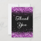 Paarse Glitter Zwart 40e Verjaardag Bedankkaart (Voorkant)