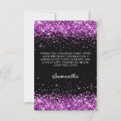Paarse Glitter Zwart 40e Verjaardag Bedankkaart (Achterkant)