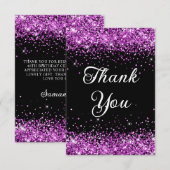 Paarse Glitter Zwart 40e Verjaardag Bedankkaart (Voorkant / Achterkant)