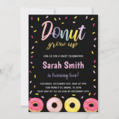 Paarse glitter zwart roze donut verjaardag kaart (Voorkant)