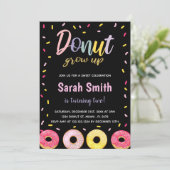 Paarse glitter zwart roze donut verjaardag kaart (Staand voorkant)
