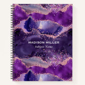 Paarse glitterachtige agaattextuur modern design notitieboek (Voorkant)