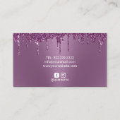 Paarse glitterdrift Modern Beauty Salon Visitekaartje (Achterkant)