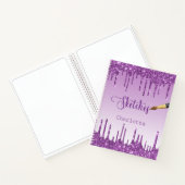 Paarse glitterdruppels voor zakboekje notitieboek (Binnen)