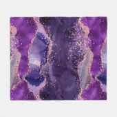 Paarse Glitterende Agaat Textuur Fleece Deken (Voorkant (Horizontaal))