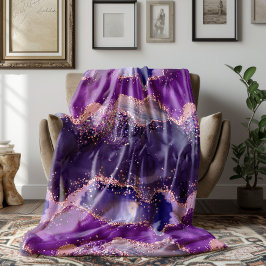 Paarse Glitterende Agaat Textuur Fleece Deken
