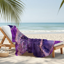Paarse Glitterende Agaat Textuur Strandlaken