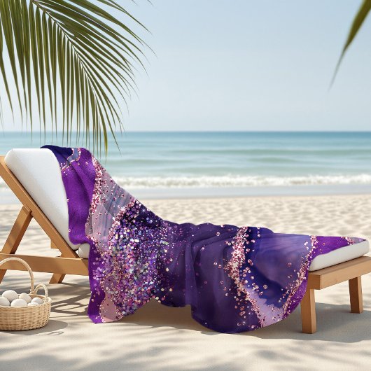 Paarse Glitterende Agaat Textuur Strandlaken