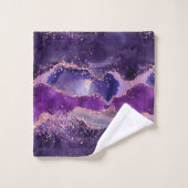 Paarse Glitterende Agate Textuur Bad Handdoek (Wasdoekje)