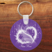 Paarse Glitterende Hartjes Sleutelhanger (Voorkant)