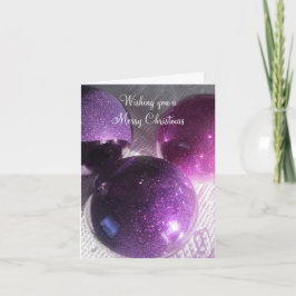 Paarse Glitterende Kerstversieringen Feestdagen Kaart