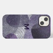 Paarse Glitterige Abstracte Monogram iPhone Hoesje (Achterkant horizontaal)