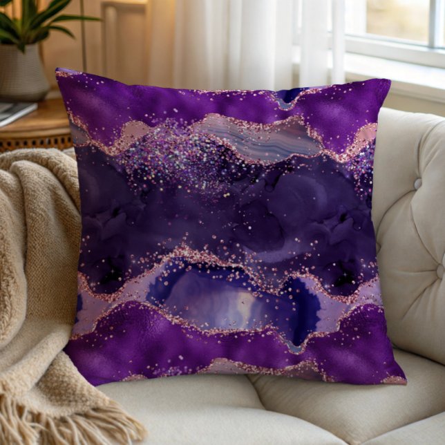 Paarse Glitterige Agate Textuur Kussen (Creator heeft geüpload)