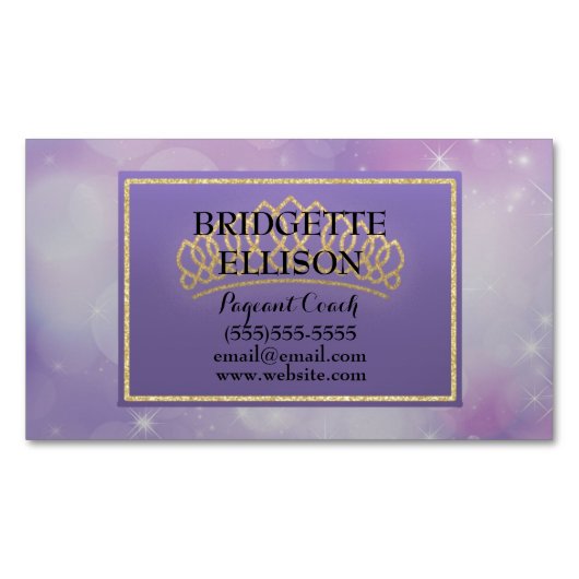 Paarse glitterijsterstrips met tapijt Magnet Visitekaartje Magneet (Voorkant)