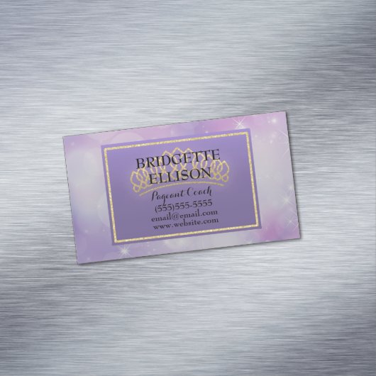 Paarse glitterijsterstrips met tapijt Magnet Visitekaartje Magneet (Voorbeeld)