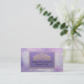 Paarse glittering sterren palmazen visitekaartje (Staand voorkant)