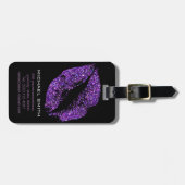 Paarse glitterliften bagagelabel (Voorkant horizontaal)