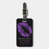 Paarse glitterliften bagagelabel (Voorkant verticaal)