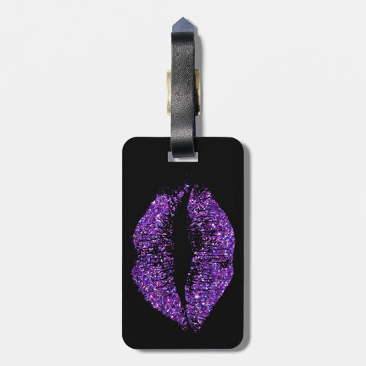 Paarse glitterliften bagagelabel (Achterkant verticaal)