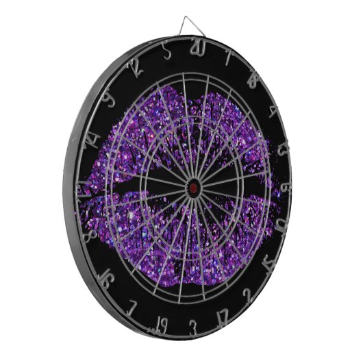 Paarse glitterliften dartbord (Voorkant Links)