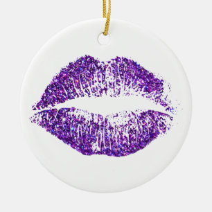 Paarse glitterliften keramisch ornament