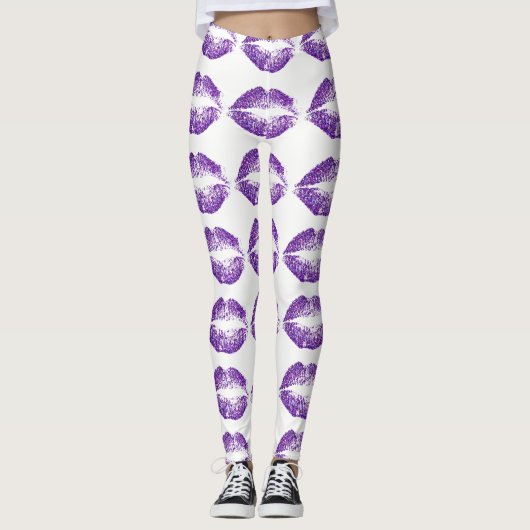 Paarse glitterliften leggings (Voorkant)