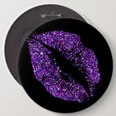 Paarse glitterliften ronde button 6,0 cm (Voorkant /achterkant)