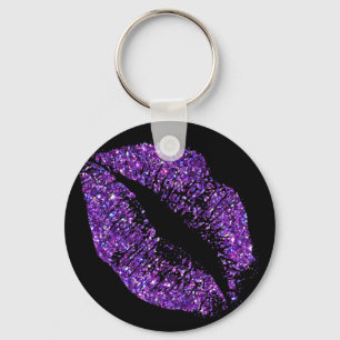 Paarse glitterliften sleutelhanger