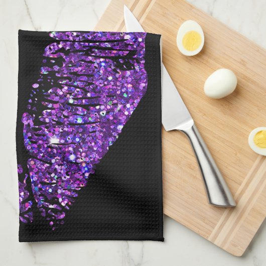 Paarse glitterliften theedoek (Quarter Fold)