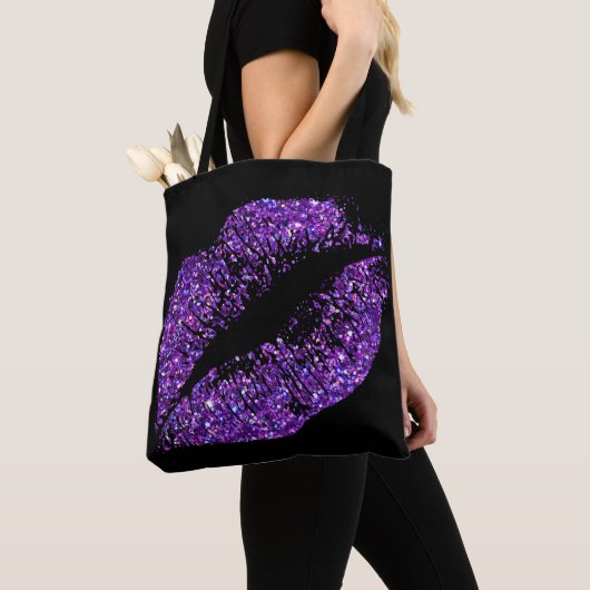 Paarse glitterliften tote bag (Dichtbij)