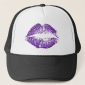 Paarse glitterliften trucker pet (Voorkant)