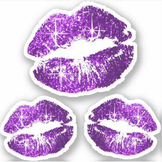  Paarse glitterlippen - Kiss-Cut Sticker (Voorkant)