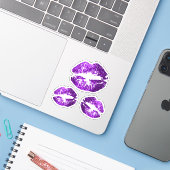  Paarse glitterlippen - Kiss-Cut Sticker (Laptop met iPhone)