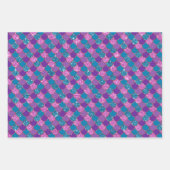 Paarse glitterroze en blauwe zeemeerminnen inpakpapier vel (Voorkant)